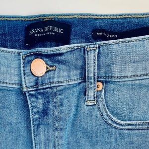 Banana Republic distressed jean shorts.